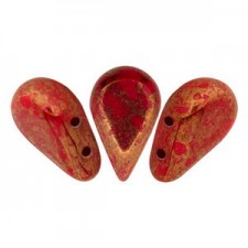 Les perles par Puca® Amos beads Opaque coral red bronze 93200/15496